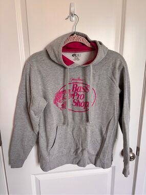 Bass Pro Shops Gray Hoodie Pink Logo